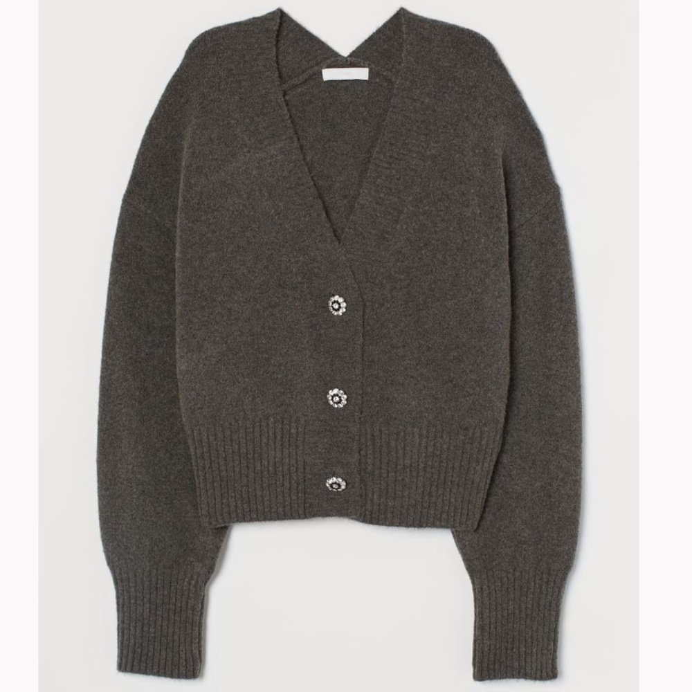 H&M Rhinestone-button Cardigan